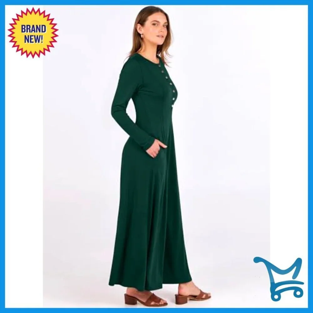 Long Sleeve Maxi Dress Fit & Flare A-Line Swing Flowy Elegant Casual